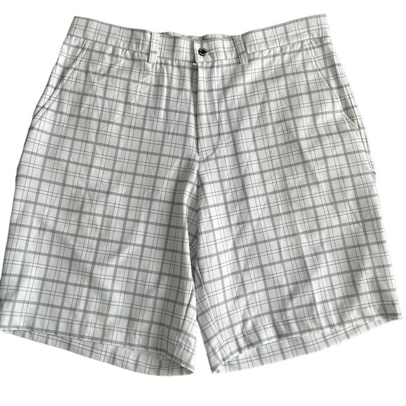 Dunning Flat Front Golf Shorts Mens Size 36 Checkered White Gray - Picture 1 of 8